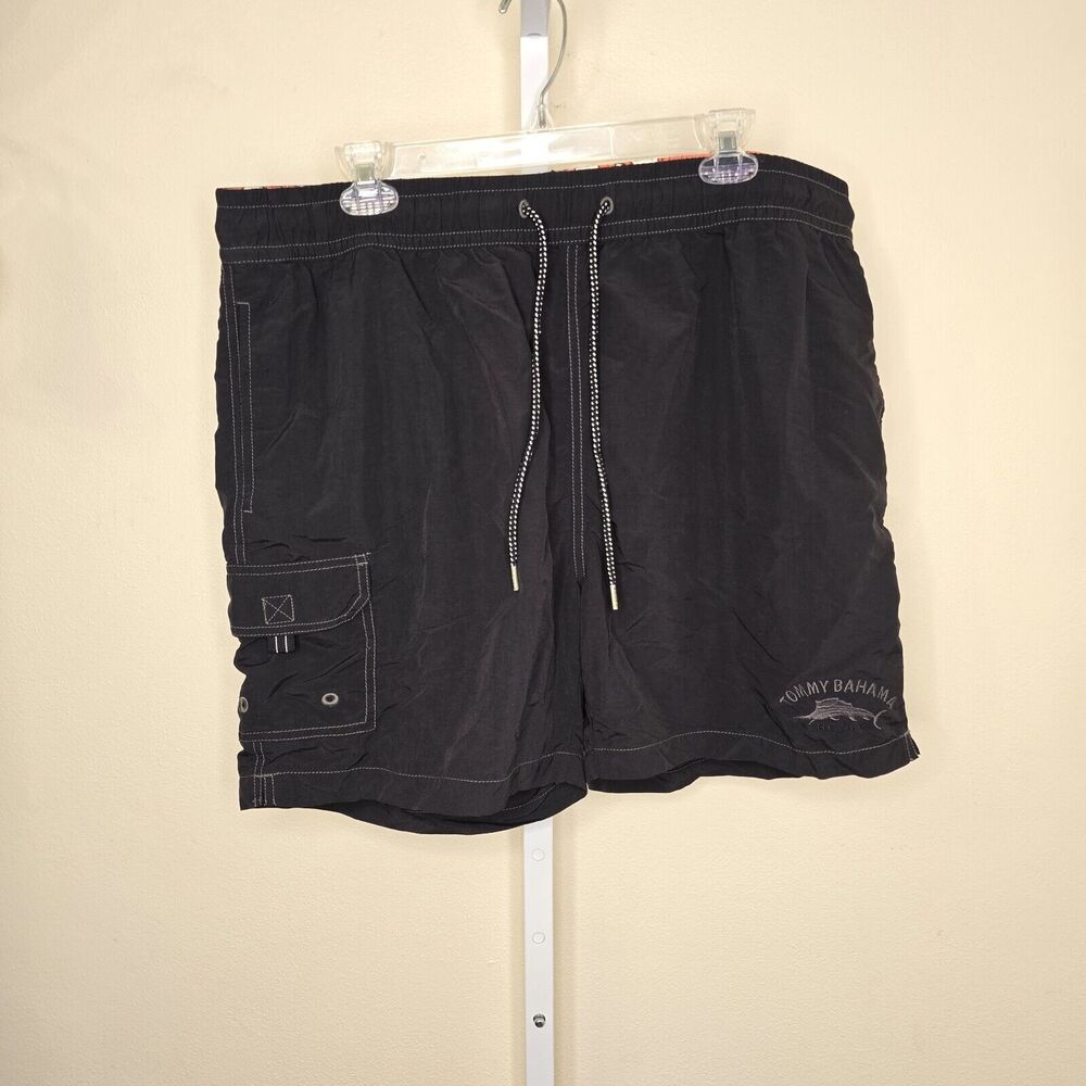 Tommy Bahama Relax Men’s Black Swim Trunks Shorts 6" Inseam Floral Trim …